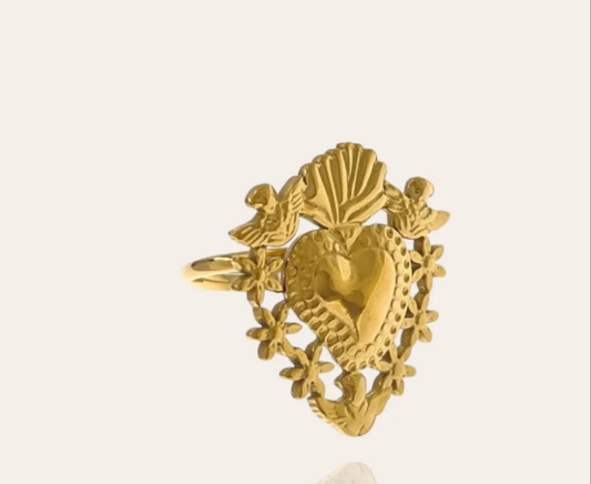 Anello cuore sacro oro