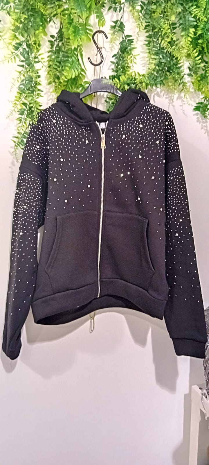 felpa zip strass
