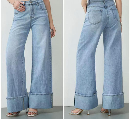 jeans con risvolto